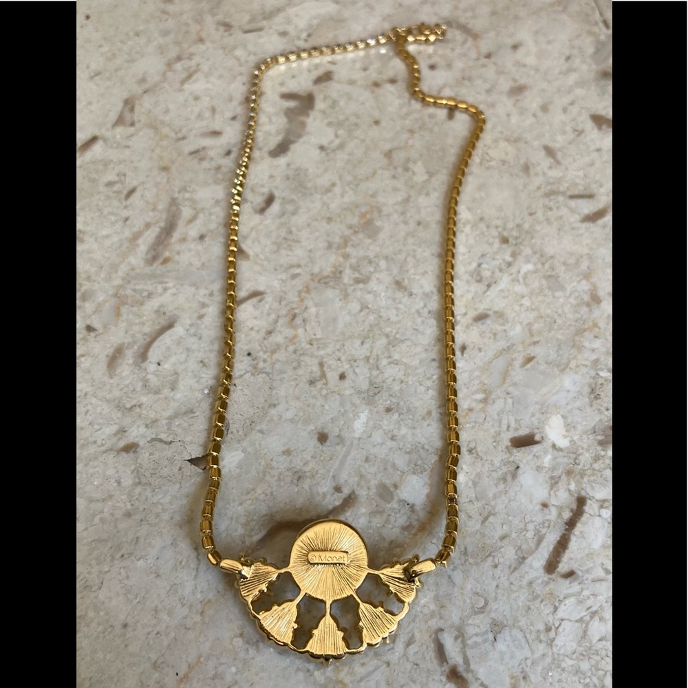 Monet Vintage Gold Tone & Pearl, Crystal Necklace - Picture 6 of 8